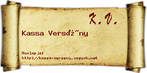 Kassa Versény névjegykártya